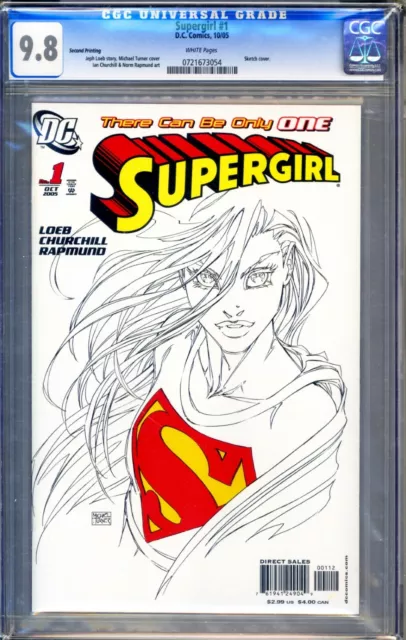 Supergirl #1 - 2nd Printing Sketch Variant - Michael Turner Cover - CGC 9.8