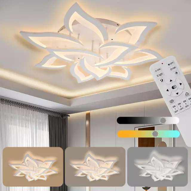 LED Deckenleuchte Dimmbar Kronleuchter Wohnzimmer Deckenlampe mit Fernbedienung