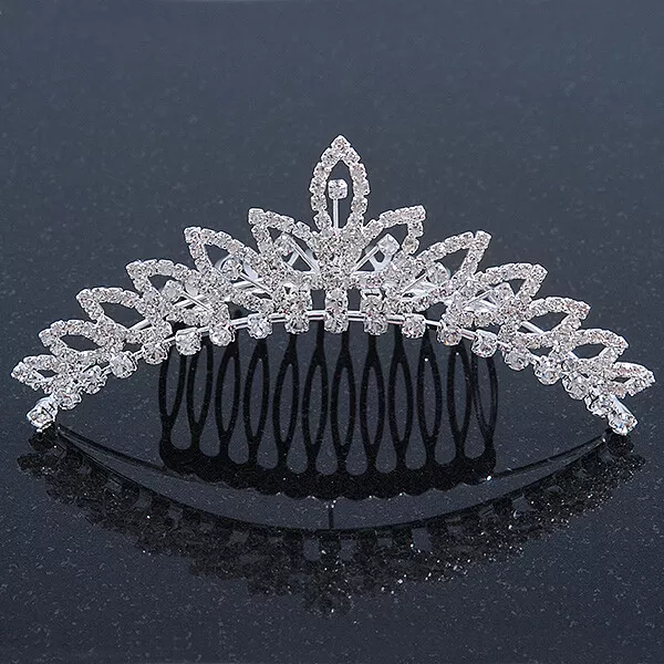 Bridal/ Wedding/ Prom/ Party Rhodium Plated  Swarovski Crystal Hair Comb Tiara