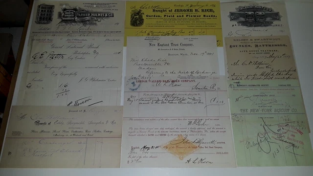 Antique Letterhead Billhead Receipts  1800's  LOT 0603