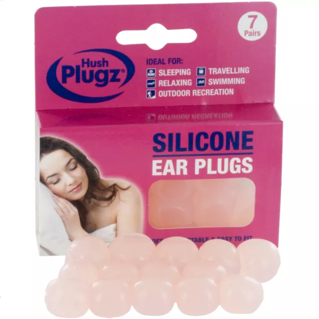 Hush Plugz Soft Silicone Earplugs - 7 Pairs, Soft moldable ear plugs