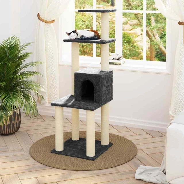 vidaXL Arbre à chat avec griffoirs en sisal Gris foncé 105 cm