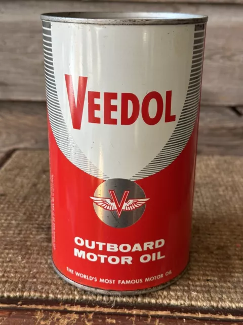 Vintage Outboard Motor Oil Can Veedol Imperial Quart Can