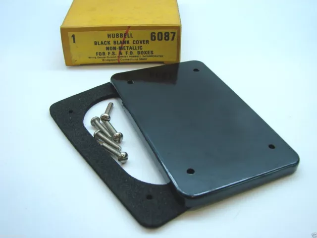 New Hubbell HBL6087 Black Blank Cover Non-Metallic For F.S. & F.D. Boxes t7