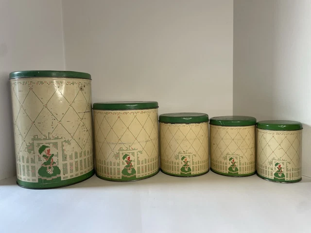 Vintage metal nesting canister set