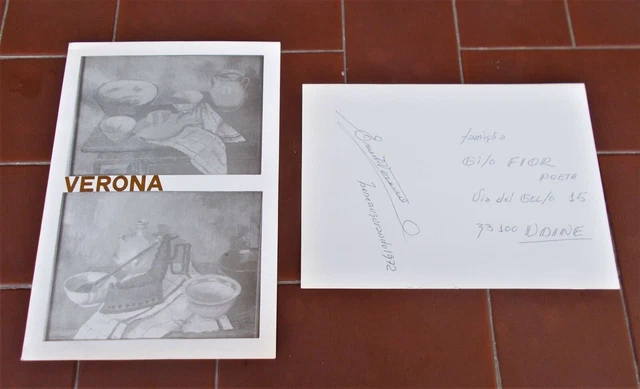 Biglietto autografo ERNESTO VERONA pittore - 1972 brochure depliant SIGNED