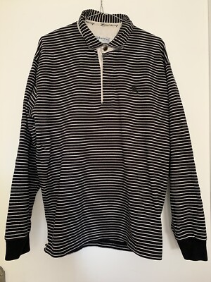 BURBERRY London Grigio Verde Manica Lunga Bottoni a righe da uomo maniche lunghe misura large 