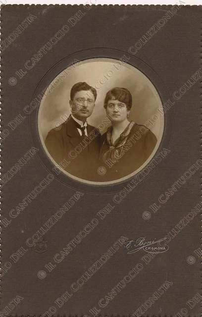 1900c Ritratto Coppia marito e moglie Fotografia Boni Cremona
