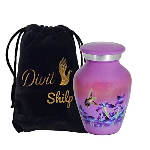 Small Keepsake Cremation Urn With Velvet Case | Choose From Unique Colors | Love