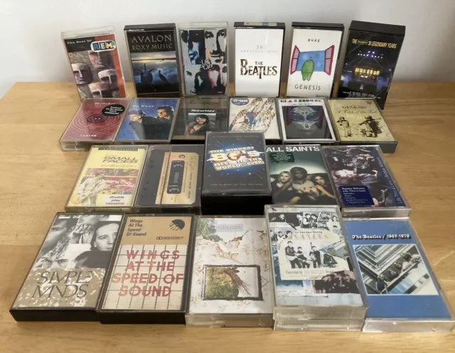 Cassette Tapes Bundle Beatles Led Zeppelin Roxy Music U2 Genesis REM Cure + More