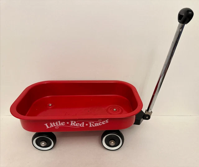 Vintage Little Red Racer Toy Wagon Metal Handle, Working