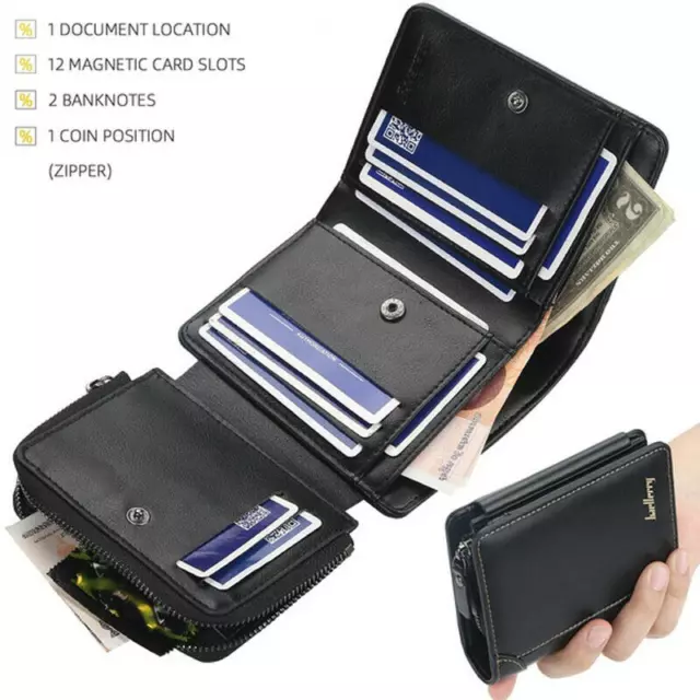 flintronic Leather Mini Front Pocket Wallet with Zipper,RFID Blocking