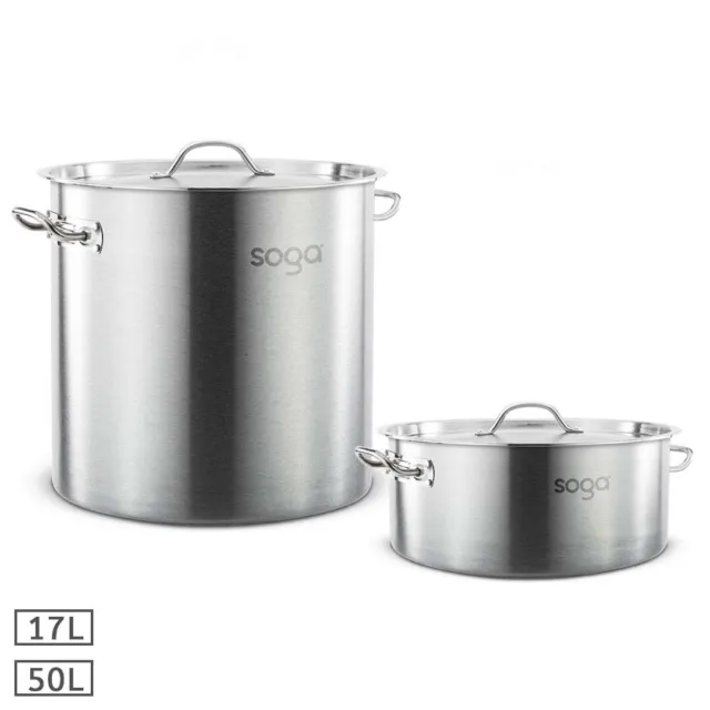 17L/ 4.49Gallon Stainless Steel Stock Pot Cookware Large Soup Pot with Lid