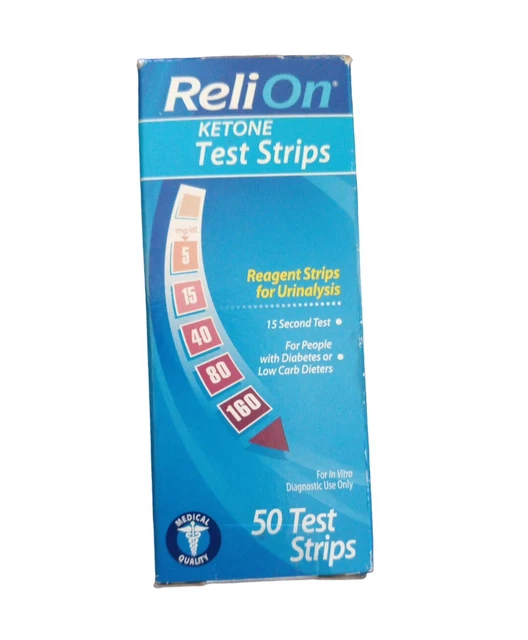 RELION KETONE TEST Strips, 50 Count (Expires 2 2025) OPENED BOX, TOOK