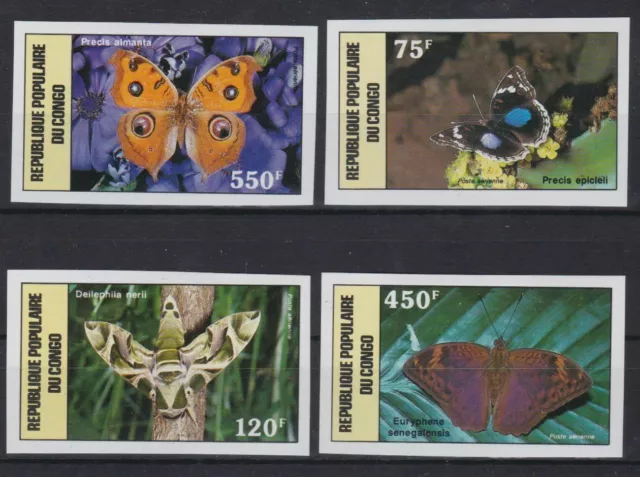 Kongo 1087/1090 postfr./mnh Schmetterlinge butterflies ungez.IMPERF. -07781