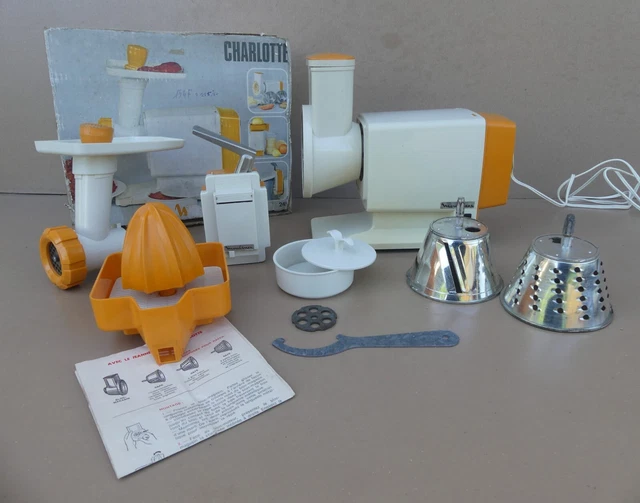 Robot Moulinex Charlotte Vintage – Hachoir, Râpe, Presse-agrumes – Orange