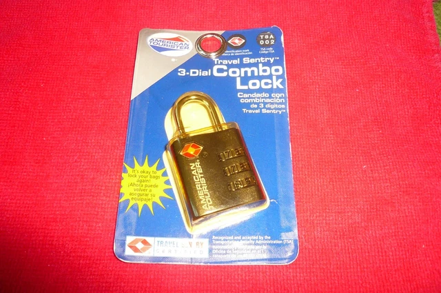 TSA Approved, Travel Sentry BLACK AMERICAN TOURISTER Luggage 3 DIAL COMBO LOCK.