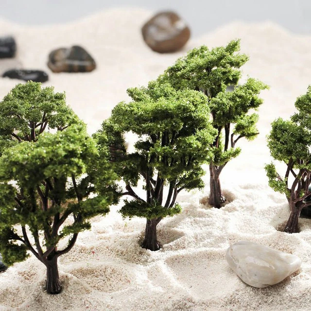 4 Pièces Arbres Miniatures Socle Pour Maquette De Chemin De