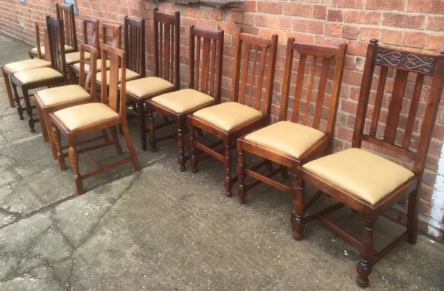 COLLECTION OF OAK 1920s REFURBISHED DINING CHAIRS - FOR PUBS, RESTAURANTS ETC