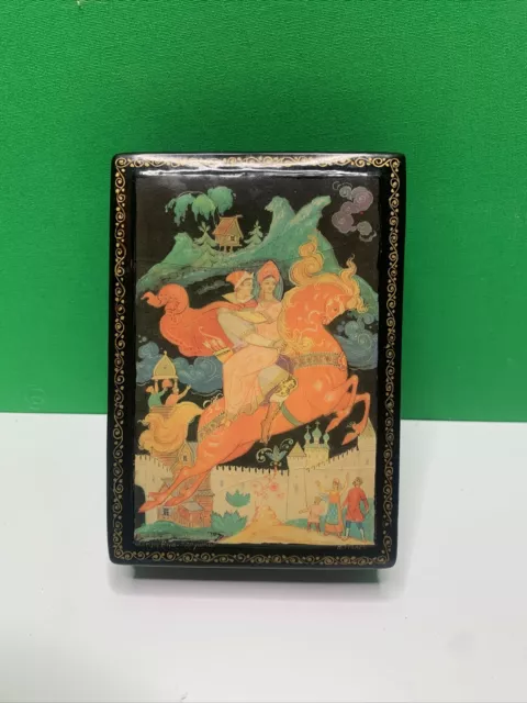 Antique Lacquer Box Wooden Case "Frog Princess” Hand Painting