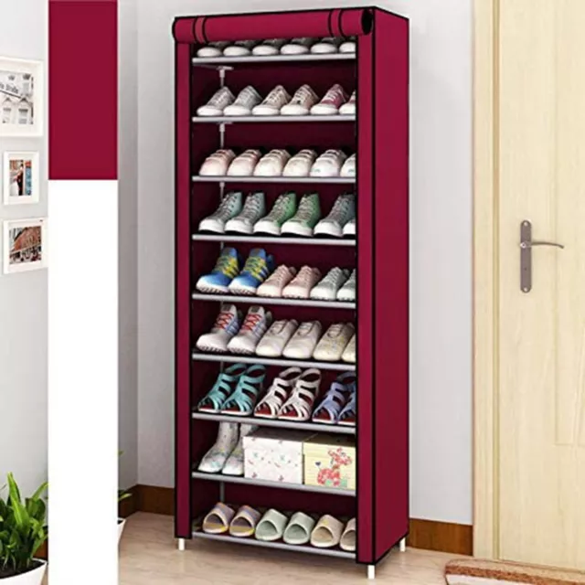 9 Tier 30 Pairs Shoe Rack Tower Cabinet with Cover  Organizer Storage Shelf