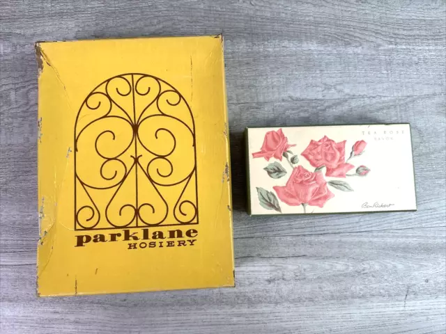 VTG STOCKINGS BOX Parklane Nylon Hosiery & Tea Rose Savon Soap Box Both  Empty $17.55 - PicClick | Mitteldecken