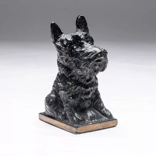 Scottish Terrier Cast Metal Figurine Sitting Antique Scottie Dog 5"