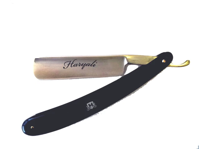 Rasoir Droit Professionnel Haryali - 5 Lames Acier Inoxydable, Avec Pochette Cuir Rouge