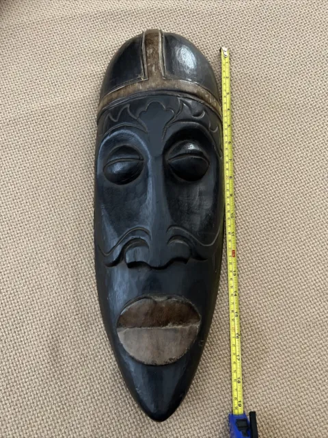 Antique Wooden Handcrafted African Tribal Mask Wall Art 19 Inches