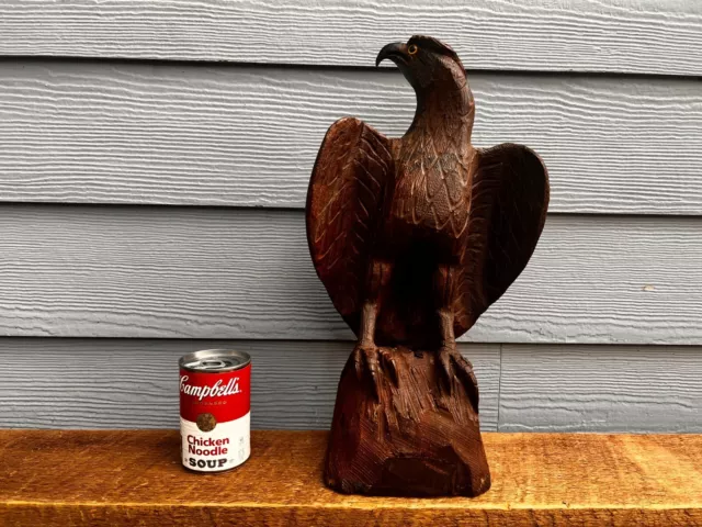 Black Forest Wooden Hand Carved Eagle-Falcon-Hawk-Bird of Prey Sculpture German 2