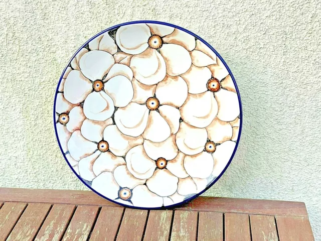 Boleslawiec Bunzlauer Keramik Assiette Plaque 36CM En Pologne Unique Marron