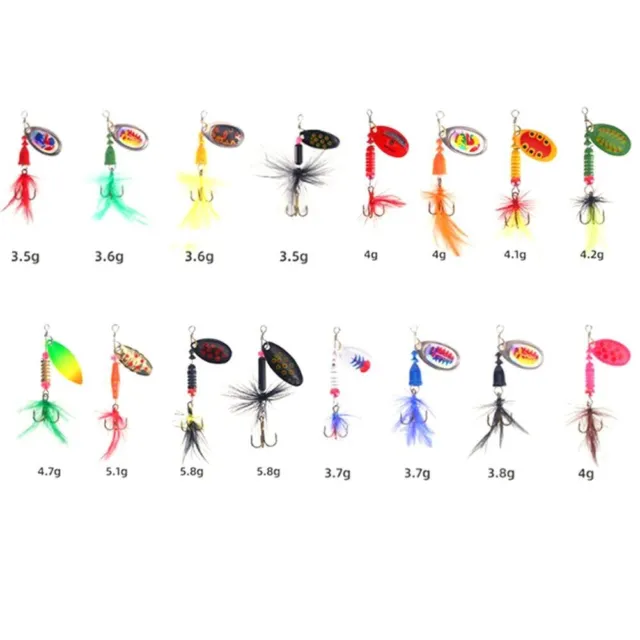 Durable 16pcs Sequin Lure Set with Feather Triple Hook Perfect for All Waters