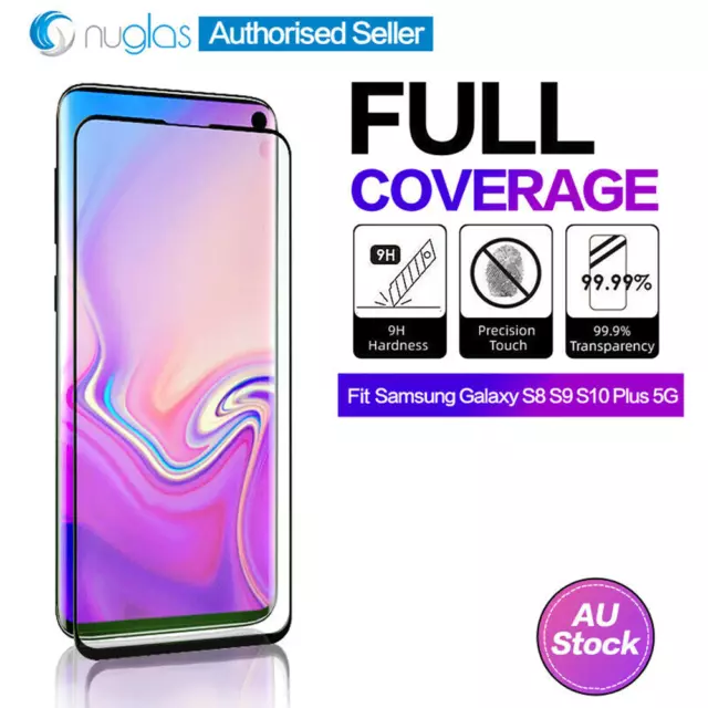 NUGLAS Samsung Galaxy S10 E 5G S8 S9 Plus Curved Tempered Glass Screen Protector