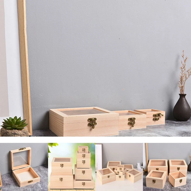 Caja de madera de moda almacenamiento S/M/L/XL hermosa madera brillante terminada regalo