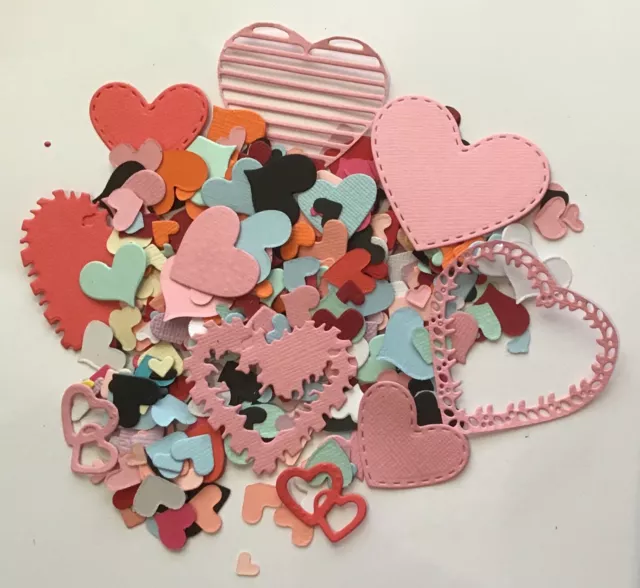 120+ Bulk Heart Shaped Paper  Punchies Craft/Scrapbooking Large/Med/Small mix