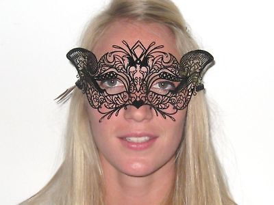 Black  Laser Cut Metal Venetian Masquerade Mask