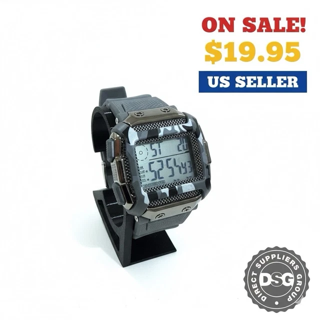 Active Mens LED Digital Analog Alarm Waterproof Sport Army Watch Wristwatch GC