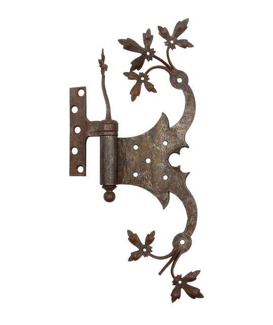 Antique Forged Iron Foliage Strap Door Hinge