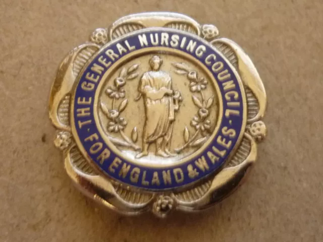 Vintage Enamel Badge General Nursing Council England & Wales S.r.n. Badge 1952