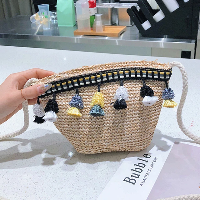Straw Satchel Women Straw Shoulder Bag Crossbody Tote Straw Bag 2