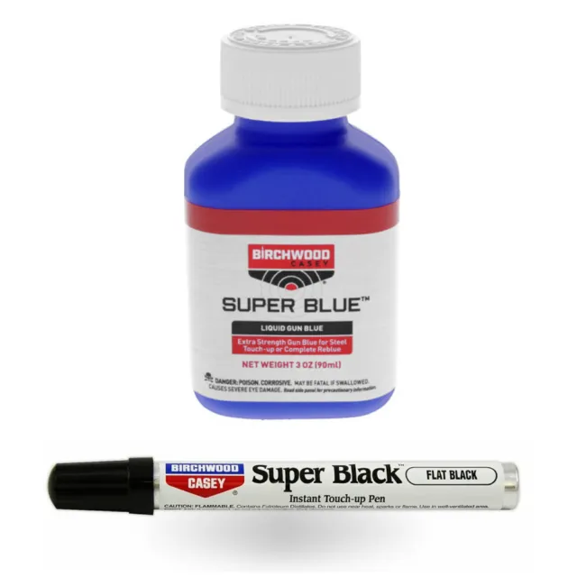 Birchwood Casey Super Blue Liquid Gun Bluing Kit Flat Black Pen 5 Free Swabs