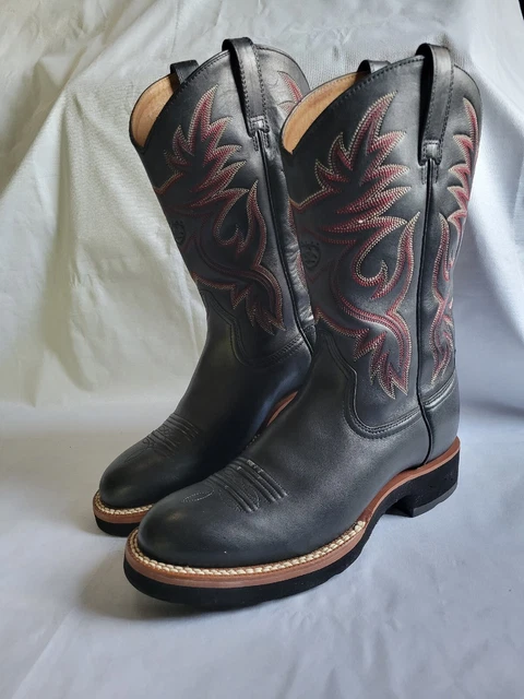 ARIAT Women 7B Western Black Cowgirl Boots # 29911 Red Stitch Cowboy Leather