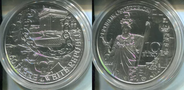 ÖSTERREICH 2005 - 10 Euro in Silber, PP - 60 Jahre Zweite Republik