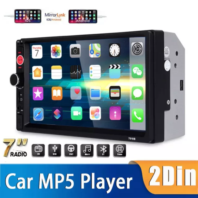 7023B Doppel 2 DIN Mirror link 7" HD Autoradio Bluetooth Stereo MP5 Player FM TF