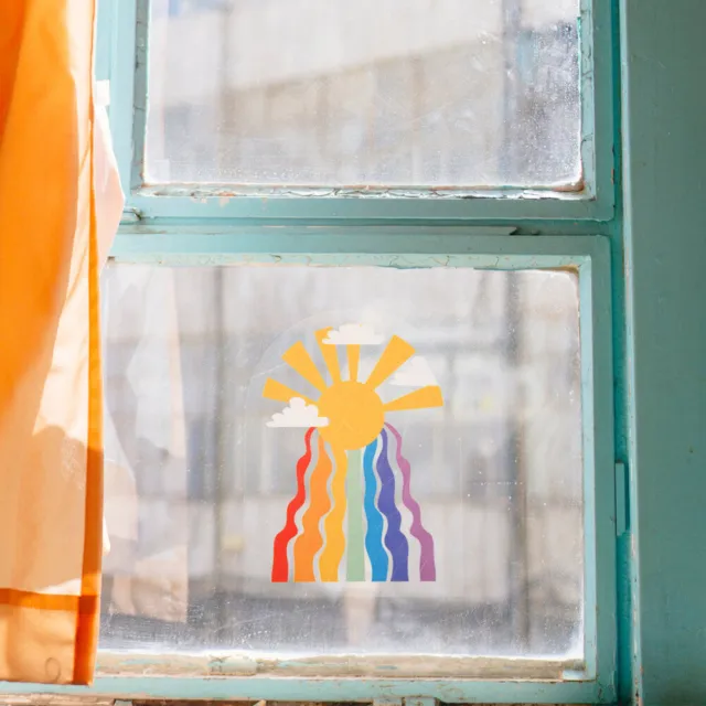 Pegatinas de color decoración de verano arco iris pegatinas de vidrio lámina decorativa de vidrio