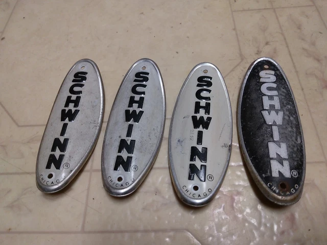 Lot of 4 vintage Schwinn Bicycle Head Badges Lot of 4 vintage Schwinn Bicycle Head Badges