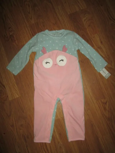 Girls baby infant CARTERS soft fleece one piece pajamas pjs sz 18 months NWT