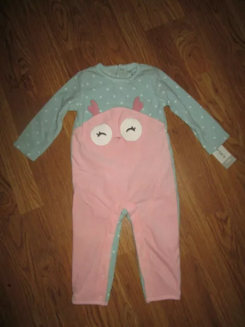 Girls baby infant CARTERS soft fleece one piece pajamas pjs sz 18 months NWT