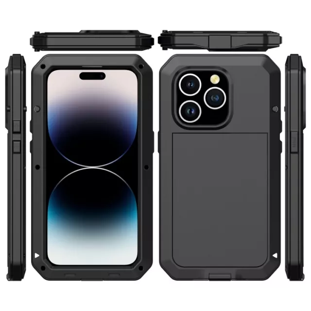 Case For iPhone 15 14 Pro Max Plus 13 11 12 XR Metal Heavy Duty Cover Shockproof