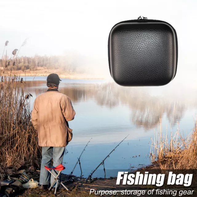 Leather Fishing Reel Bag Shockproof Waterproof Tackle Protective Case Cover (S) 2